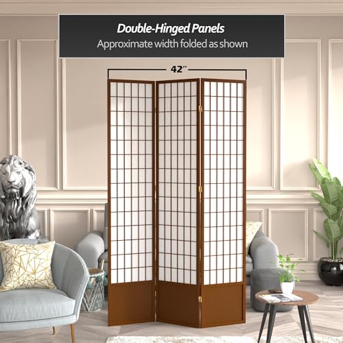 7 ft. Tall Window Pane Shoji Screen Room Divider, 3 Panels T5246
