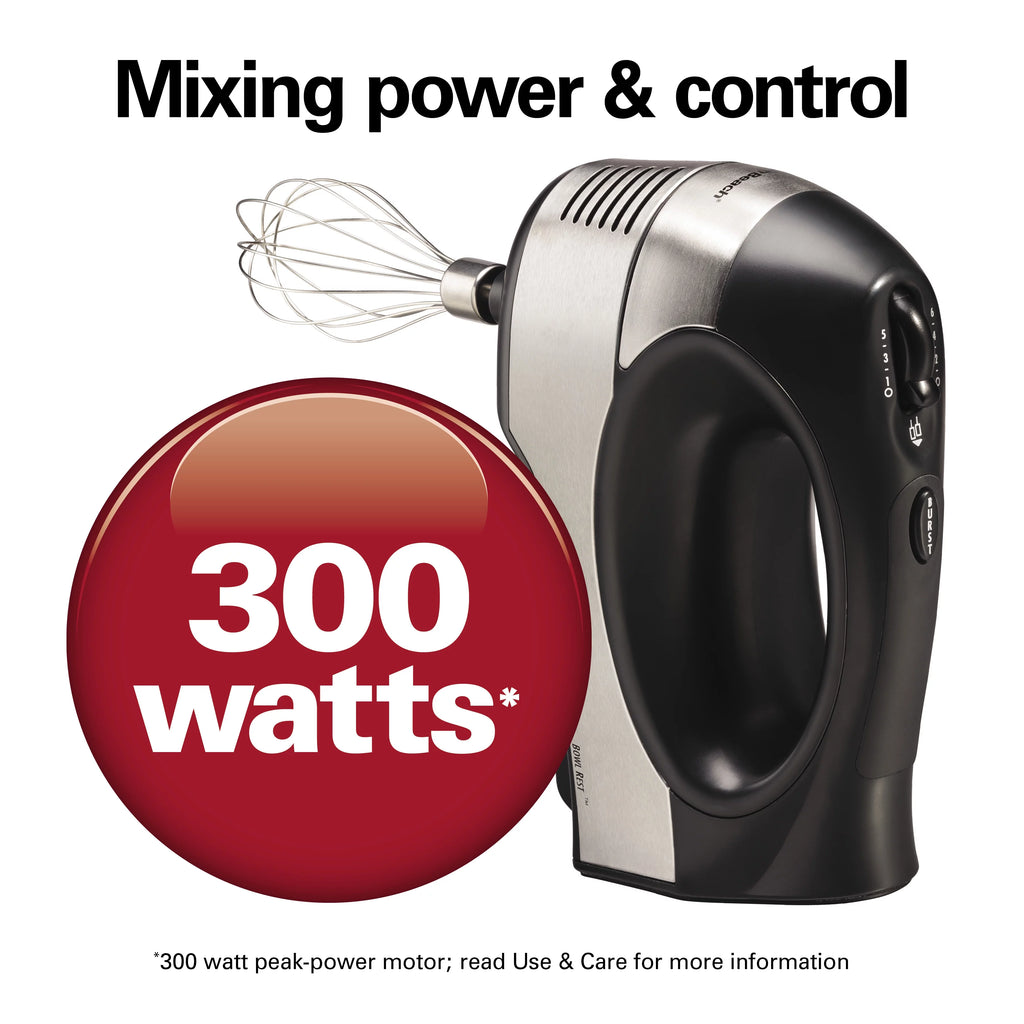 6 Speed Hand Mixer with Case and 5 Attachments, Stainless Steel T26539