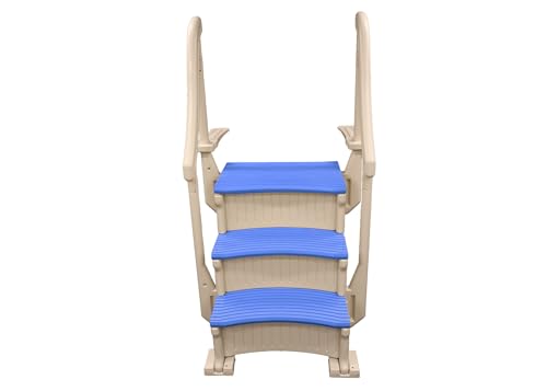 In-Pool Inground Pool Step with 2 Handrails and Adjustable Mounting Brackets, Grey Treads R4600