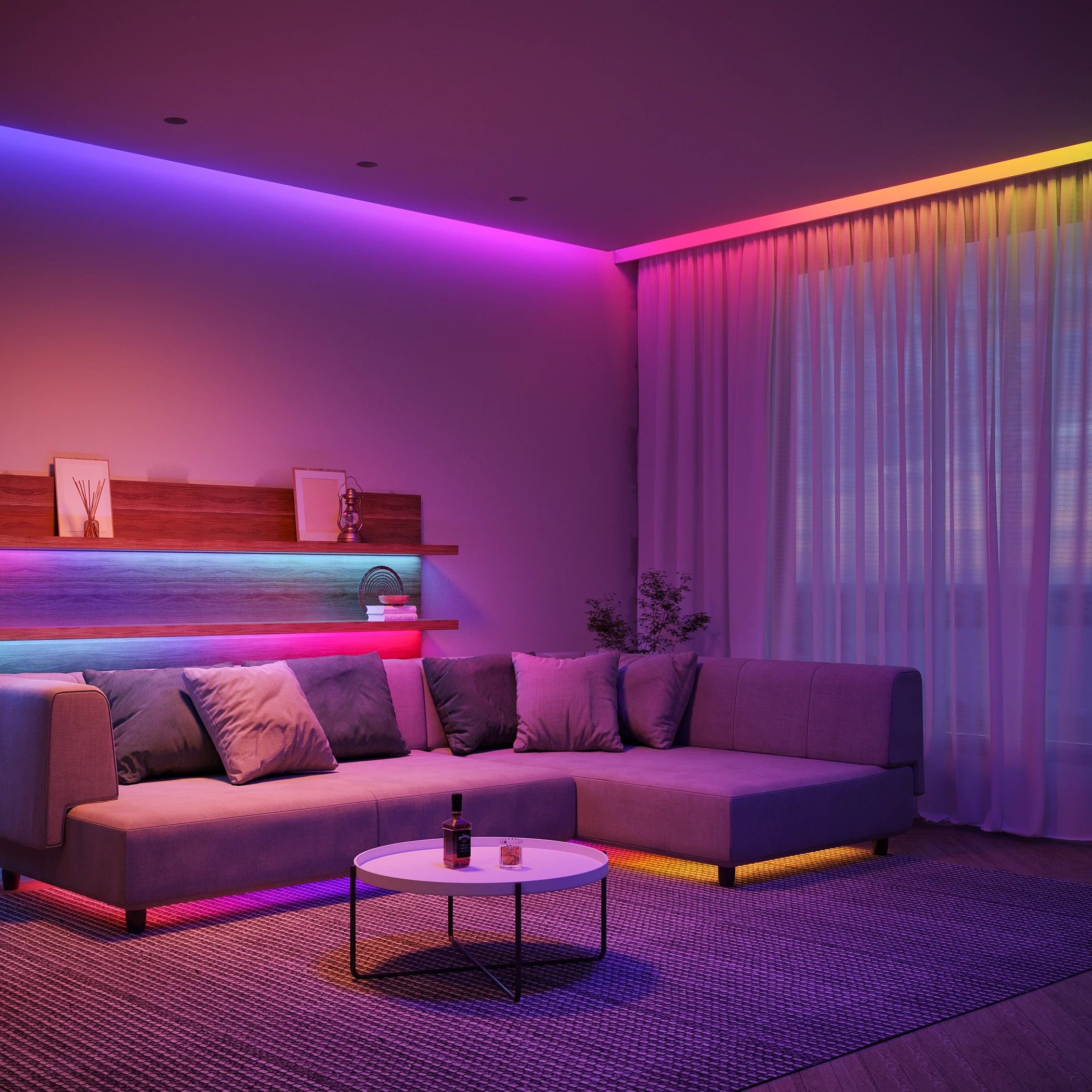 Wi-Fi RGBIC LED Strip Light 9.8ft, App Control, Music Sync, Color Changing for Bedroom R539989
