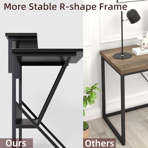 Small Desk with Adjustable Monitor Stand for Small Spaces, Grey D8453