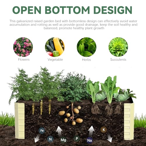 Galvanized Raised Garden Bed 8x4x2ft, Large Metal Planter Box for Vegetables, Flowers, Herbs J9369