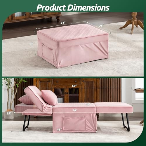 Sofa Bed Folding Ottoman Couch with Adjustable Backrest, Dark Grey C9023
