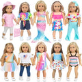 iBayda 18 Inch Doll Fashion Clothes - 10 Sets Include Outfits, Mermaid Dress, Bikini, Hats & Handbags Accessories (Doll Not Included)