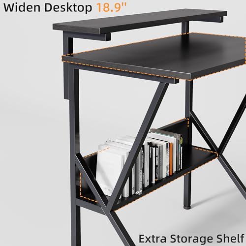 Small Desk with Adjustable Monitor Stand for Small Spaces, Grey D8453