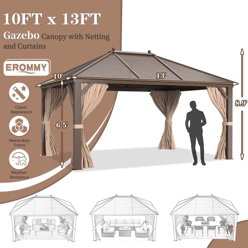 12x20 Hardtop Gazebo Double Roof Galvanized Steel Outdoor Aluminum Frame with Netting and Curtains M3306