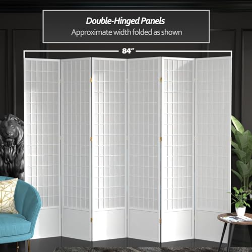 7 ft. Tall Window Pane Shoji Screen Room Divider, 3 Panels T5246