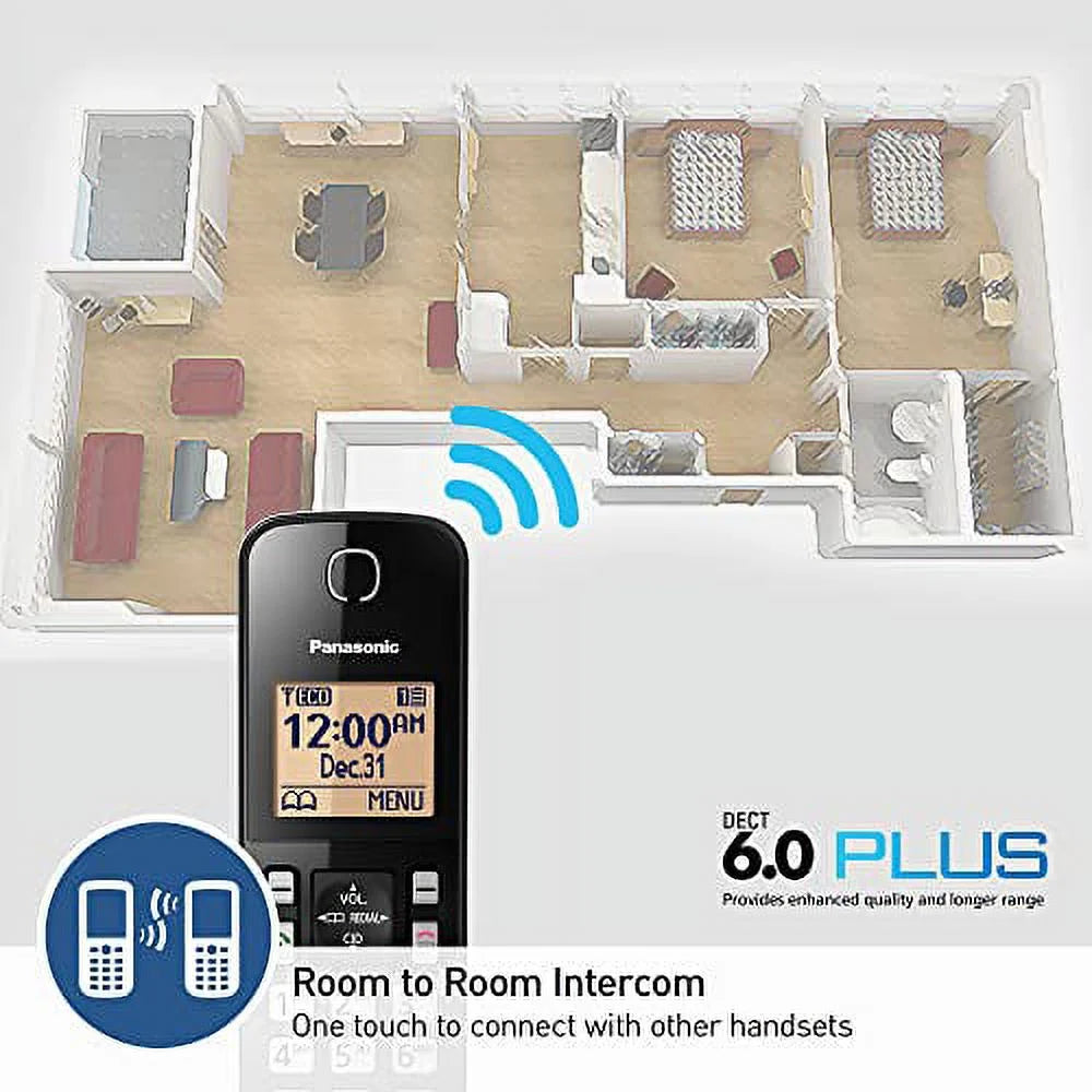 Expandable Cordless Phone System with Amber Backlit Display, 2 Handsets C515