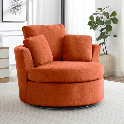 Swivel Barrel Chair with Ottoman for Living Room Bedroom, White W553228