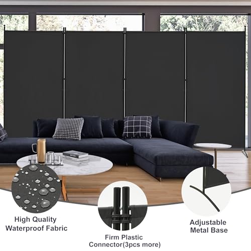 3 Panel Room Divider Folding Partition Privacy Screen, Freestanding Fabric Panel, 102" W x 71" H, Black V153
