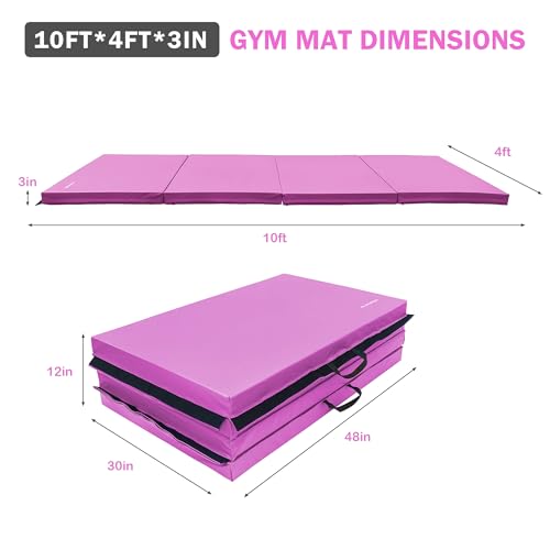 Folding Exercise Gymnastics Mat 4x10x3 Inch with Carrying Handles G881552