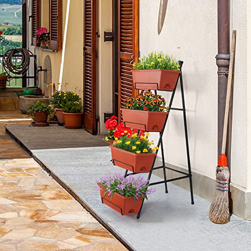 Raised Garden Bed 4 Tier Vertical Planter with Legs for Indoor Outdoor Use V653