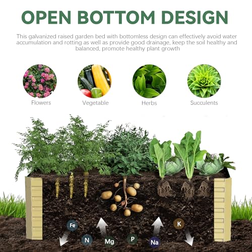 Galvanized Raised Garden Bed 8x4x2ft, Large Metal Planter Box for Vegetables, Flowers, Herbs J9369