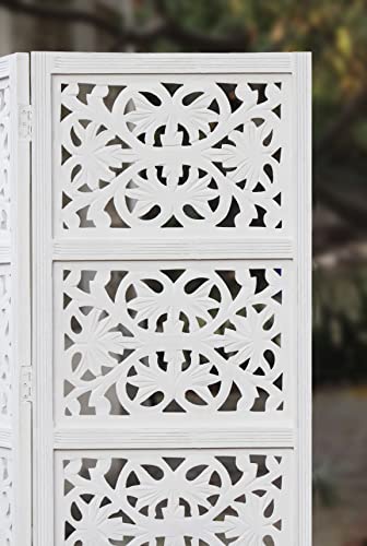 4 Panel Folding Wood Room Divider, Antique Brown, 72 x 80 L396608