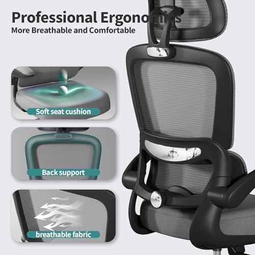 Ergonomic Mesh Office Chair with Wheels, High Back, 330 LBS Capacity C667113