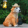 Garden Dog Statues, Outside Yard Ornaments Dog Statues Outdoor Statues for Garden Resin Dog Figurines with Straw Hat and Solar Garden Statue Led Lantern Yard Decorations Outdoor Statues (Dog Statue)