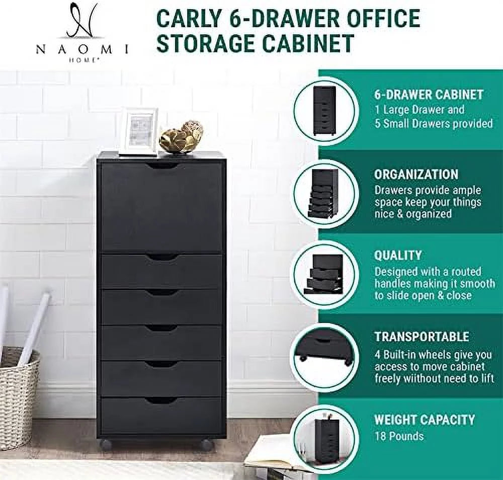 6-Drawer Mobile File Cabinet for Home Office M316100