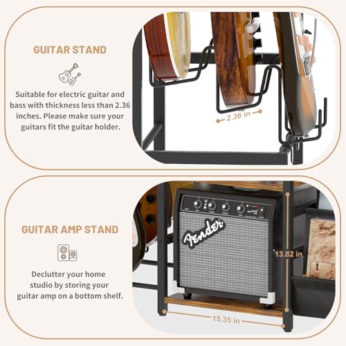 Record Player Stand with Guitar and Vinyl Storage Z518258