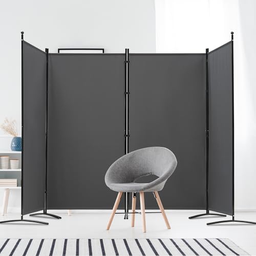 3 Panel Room Divider Folding Partition Privacy Screen, Freestanding Fabric Panel, 102" W x 71" H, Black V153