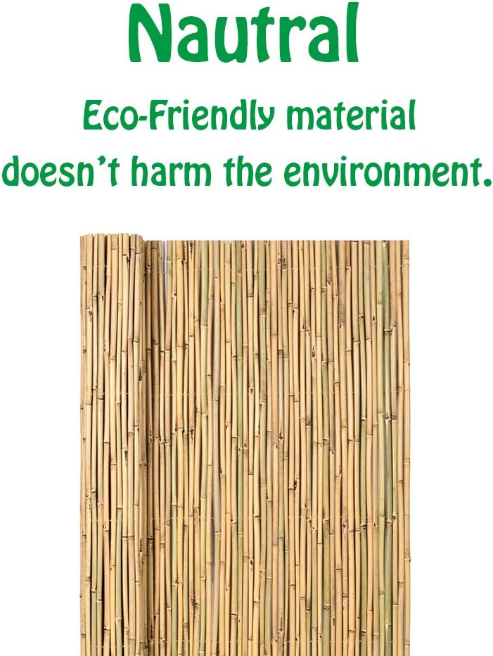 Natural Rolled Bamboo Fence, 0.7 in D x 6 ft H x 8 ft L, Garden Privacy Screen S398