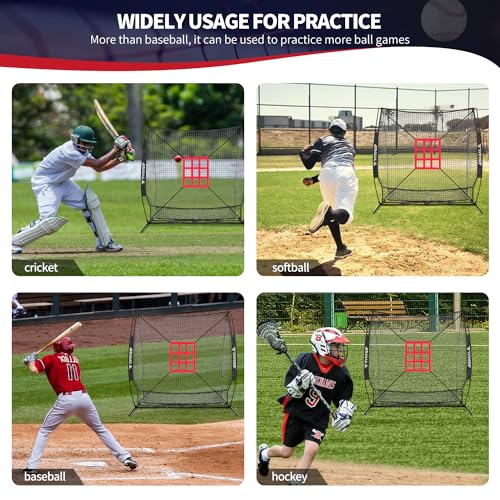 Baseball & Softball Practice Net with Bow Frame, Portable with Batting Tee and Carry Bag F660