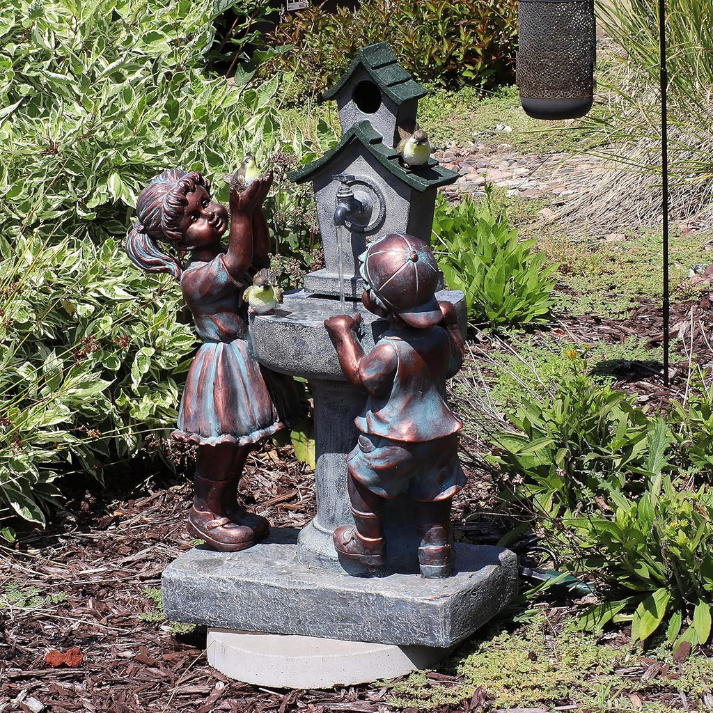 Outdoor Water Fountain with Bird Bath Design J93668
