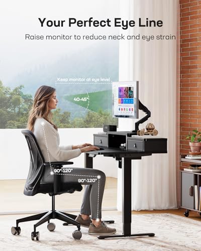 Electric Standing Desk with Drawers, Height Adjustable, Black G366