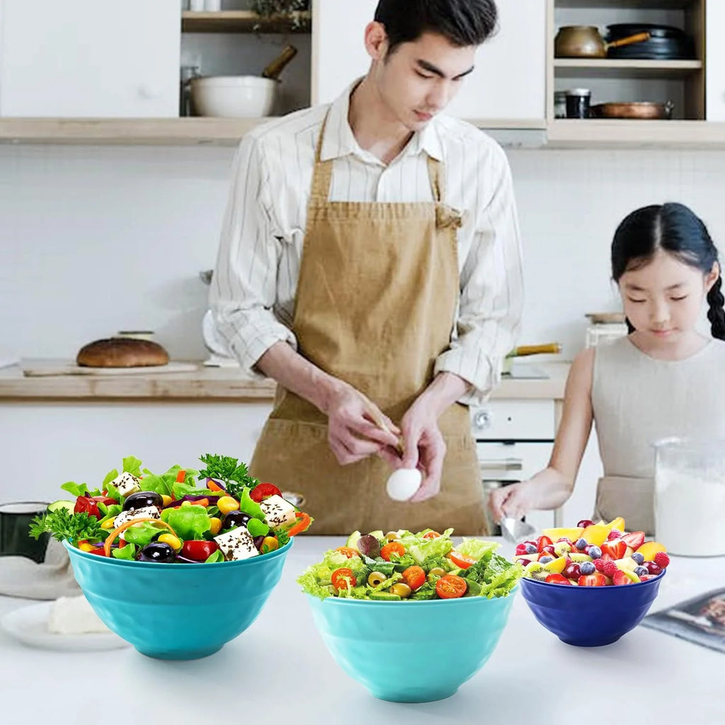 Melamine Mixing Bowl Set with Lids, 3-Piece Nesting Bowls, Dishwasher Safe G549