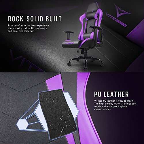 Gaming Chair High Back Ergonomic Racing Desk with Lumbar Support and Headrest, Purple Y569
