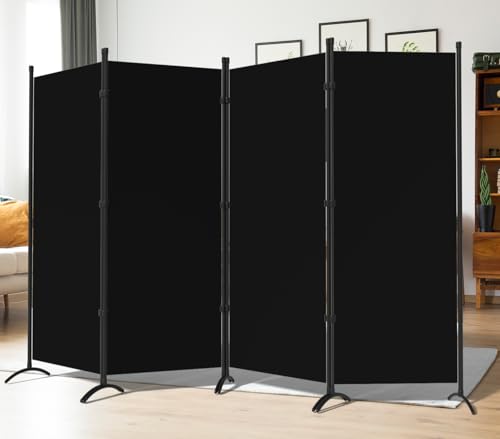 4 Panel Folding Room Divider Privacy Screen with Steel Frame P539789