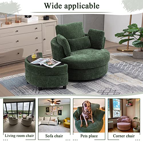 Swivel Barrel Chair with Ottoman for Living Room Bedroom, White W553228
