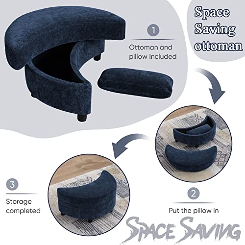 Swivel Barrel Chair with Ottoman for Living Room Bedroom, White W553228