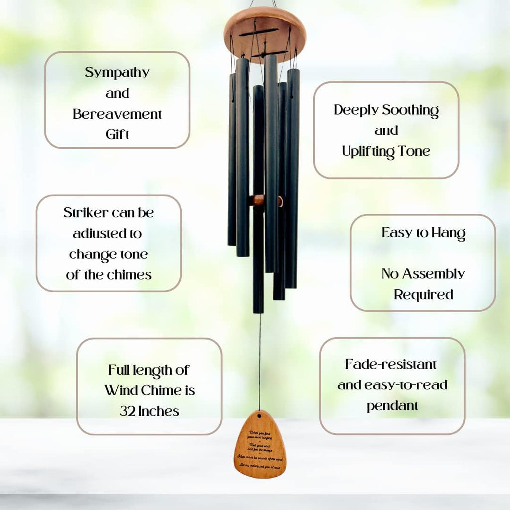 Memorial Wind Chimes for Outside, 32" Sympathy Gift for Loss of Loved One P6912