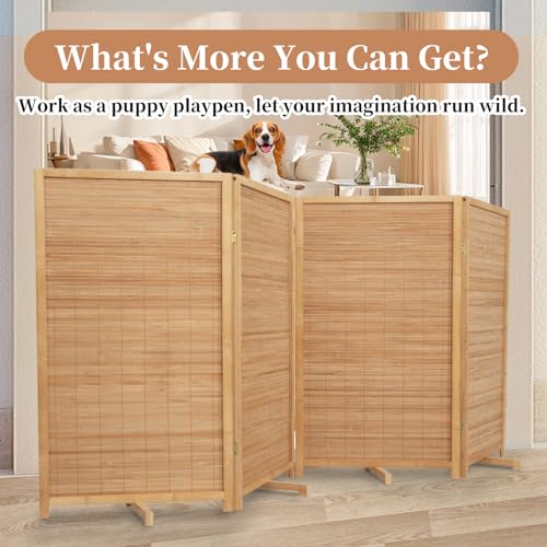 Bamboo Room Divider Folding Privacy Screen 4 Panel Freestanding F401