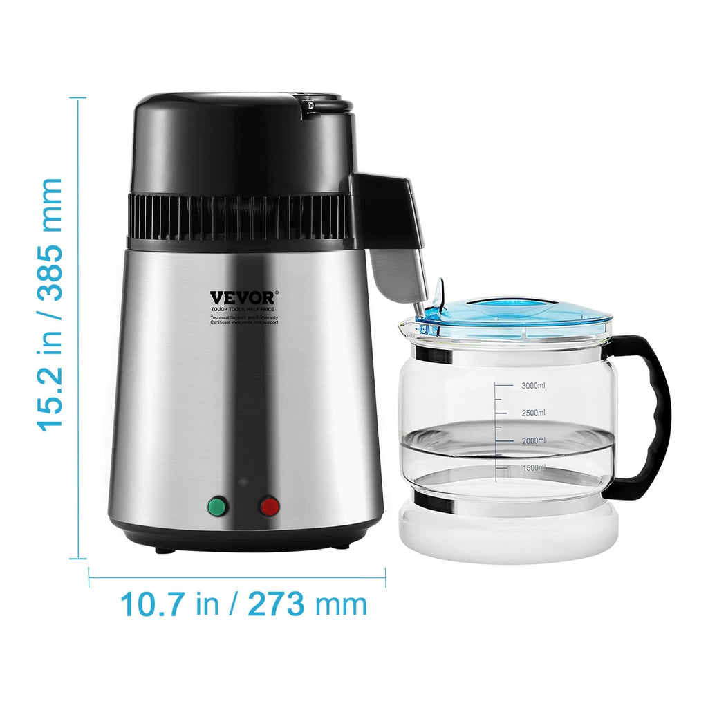 4L Water Distiller Purifier Machine Countertop Stainless Steel Interior 750W P961678