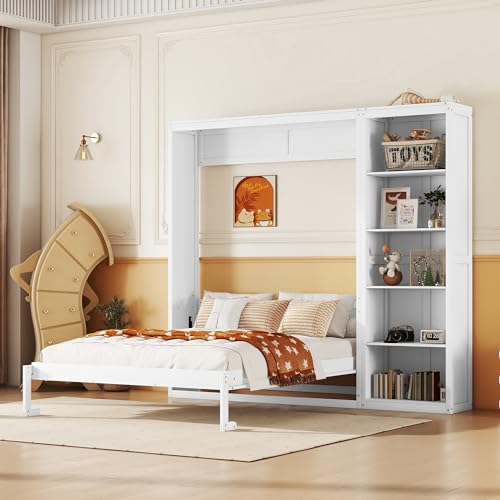Queen Size Murphy Bed with Cabinet and LED Lights P178570