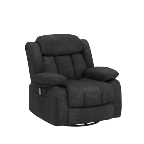 Massage Swivel Rocker Recliner Chair with Heat and Vibration, 360 Degree Swivel Manual Recliners, Grey Y4896