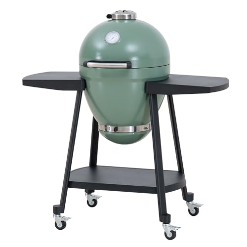 Charcoal Kamado Grill with Pizza Stone and Wheels Q84418