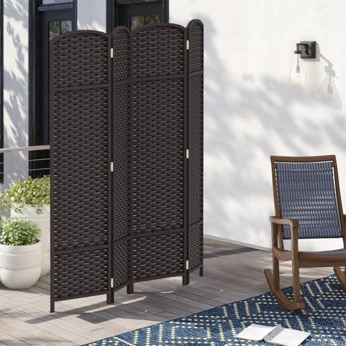 4 Panel Room Divider Screen 5.6 Ft Tall Folding Privacy Partition N658