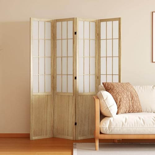 Japanese Shoji Folding Room Divider, 4 Panels, Black T762554
