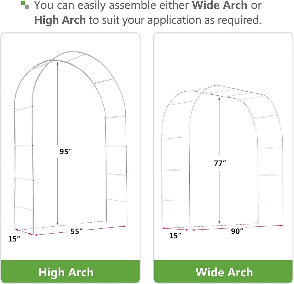 Garden Arch Arbor Trellis for Climbing Plants, White R32554