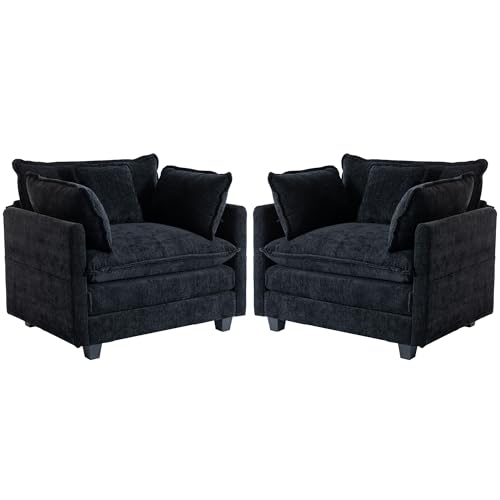 Chenille Lounge Chair with Ottoman, Beige W1064