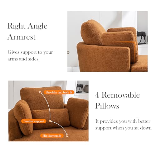Oversized Swivel Barrel Chair with Ottoman, Chenille, Beige X252712