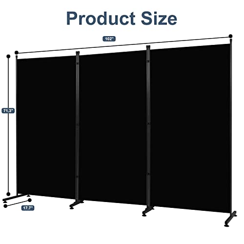 Room Divider 6ft 3 Panel Portable Fabric Partition Screen H7762