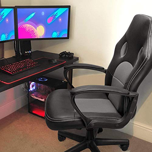 High Back Ergonomic Leather Gaming Chair, Adjustable (Blue) R643180