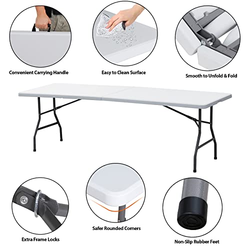 Portable 4 Foot Plastic Folding Table, Indoor Outdoor Heavy Duty, White R80992