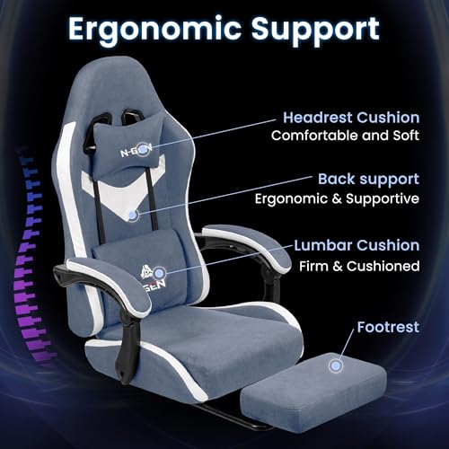 Gaming Chair with Footrest Lumbar Support High Back Recliner Ergonomic Leather Q8605