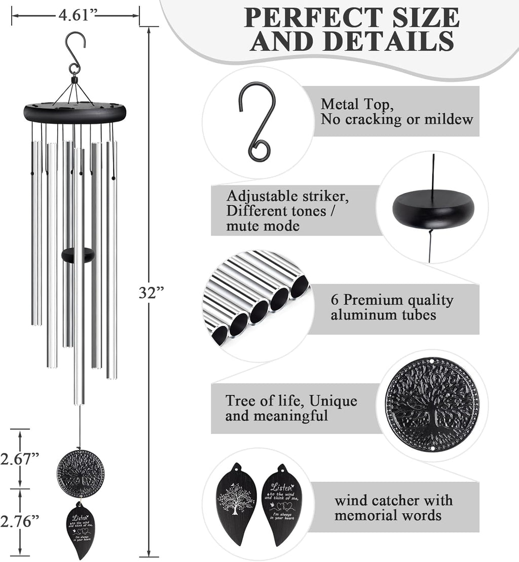 Tree of Life Memorial Wind Chimes for Loss of Loved One Z1605