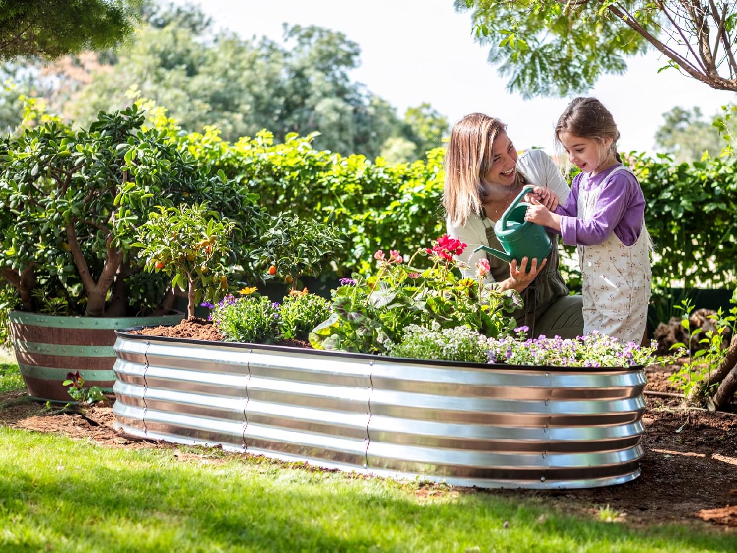 Galvanized Raised Garden Bed 8x4x1 ft for Vegetables, Flowers A8279