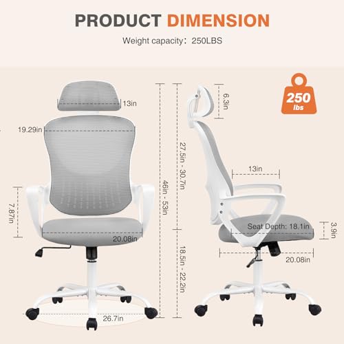 Ergonomic High-Back Mesh Office Chair with Wheels, Pink X2221